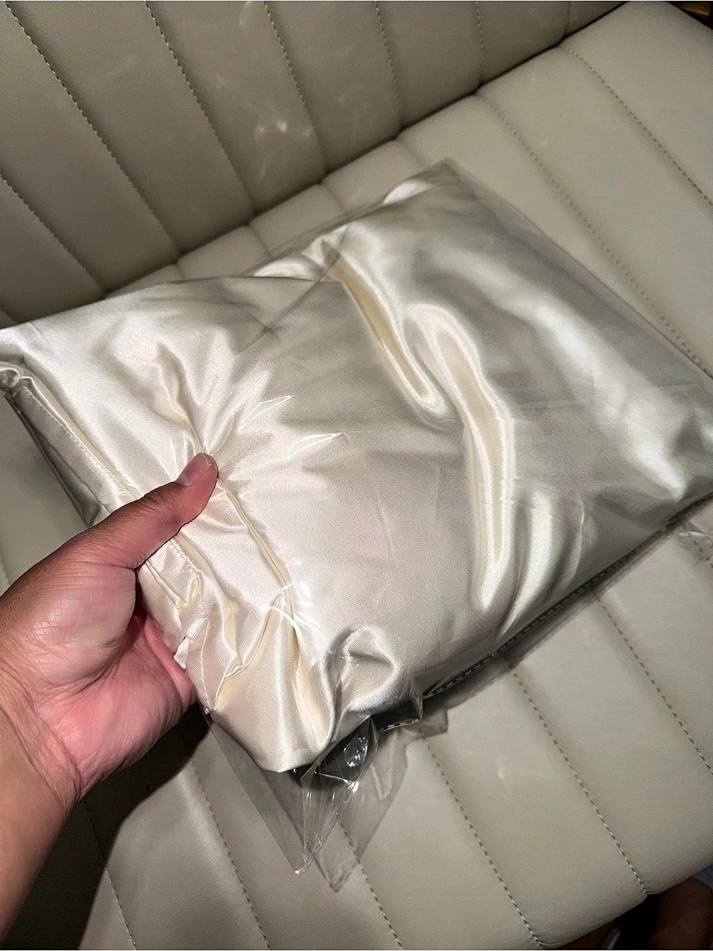 BEDELITE Satin Sheets Twin Size Bed Set, Ivory White, 3 Pieces